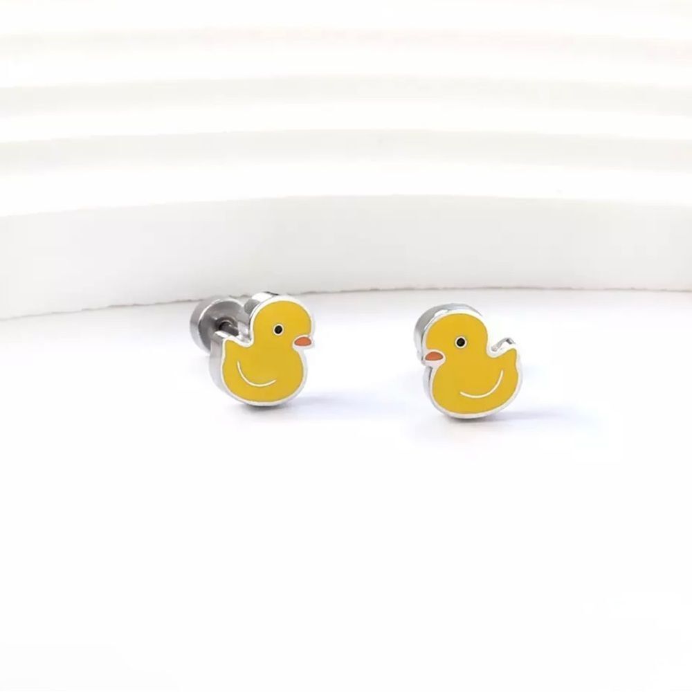 Tiny Duck Stud Earrings - Picture 2 of 2